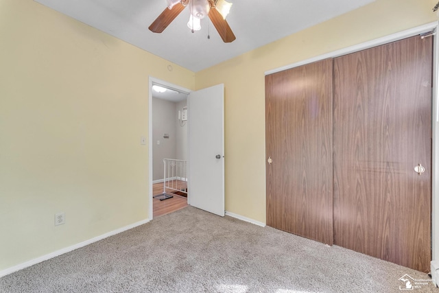 234 Crampton Dr, Monroe, MI 48162 - unfurnished bedroom featuring carpet flooring, a closet, and a ceiling fan