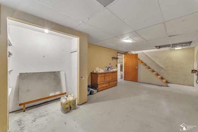 234 Crampton Dr, Monroe, MI 48162 - finished below grade area with stairs and a drop ceiling
