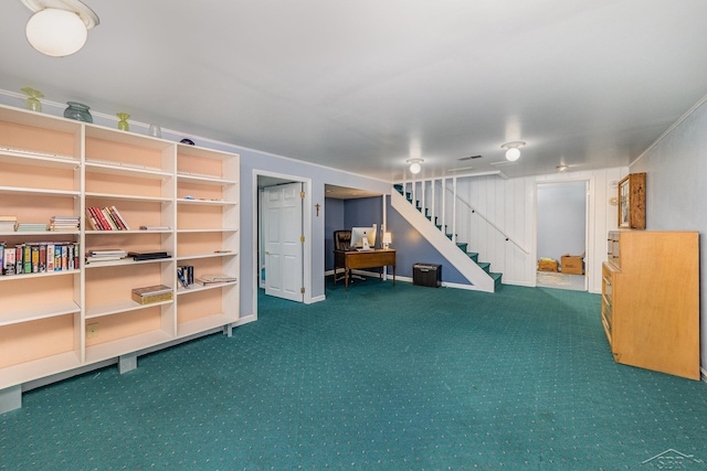 4170 Clement Dr, Saginaw, MI 48603 - finished below grade area featuring carpet floors, stairs, and a desk