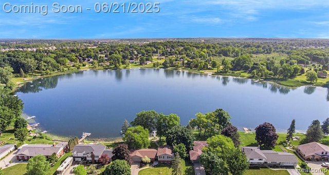 527 Tanview Dr, Oxford, MI 48371 - aerial view of residential area featuring a nearby body of water and a heavily wooded area