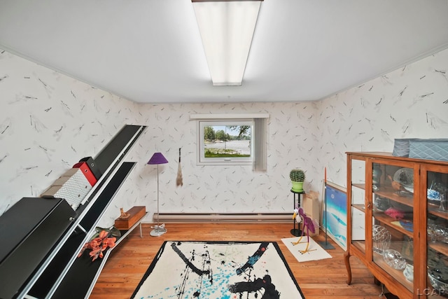 9760 Lime Lake Rd, Hudson, MI 49247 - sitting room with baseboard heating and wood finished floors