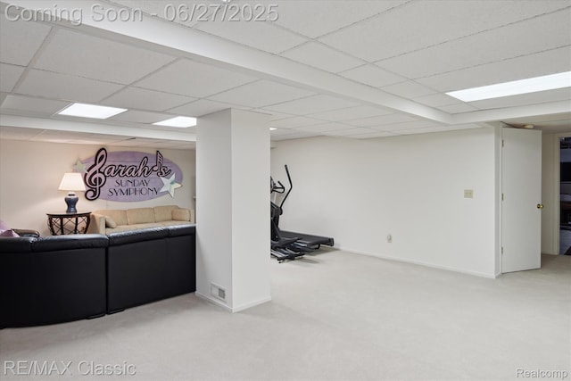 35606 Huntsman Ct, Farmington Hills, MI 48331 - carpeted living area featuring a paneled ceiling