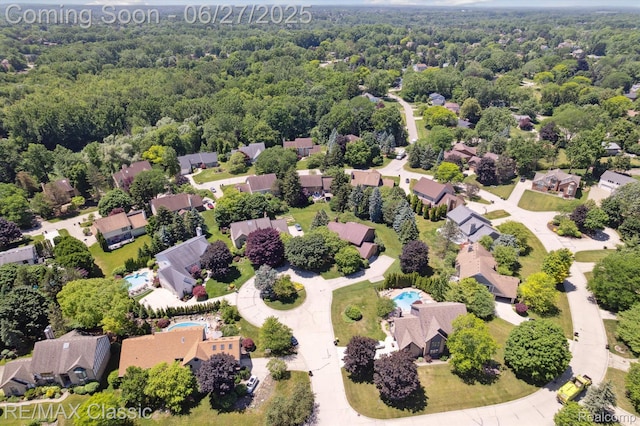 35606 Huntsman Ct, Farmington Hills, MI 48331 - aerial perspective of suburban area featuring a forest