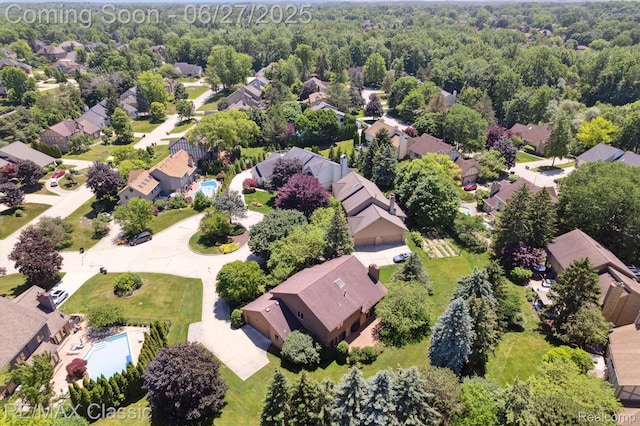 35606 Huntsman Ct, Farmington Hills, MI 48331 - aerial perspective of suburban area featuring a heavily wooded area