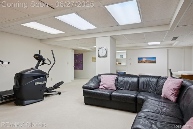 35606 Huntsman Ct, Farmington Hills, MI 48331 - living area with carpet flooring and a paneled ceiling