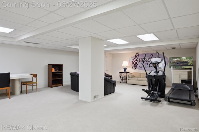 35606 Huntsman Ct, Farmington Hills, MI 48331 - exercise room with carpet and a paneled ceiling