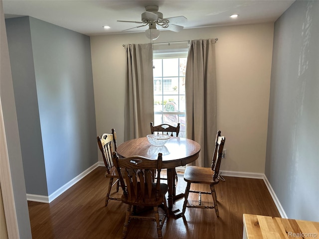 1437 Lantern Ln, Rochester Hills, MI 48306 - dining area with dark wood-type flooring, recessed lighting, and ceiling fan