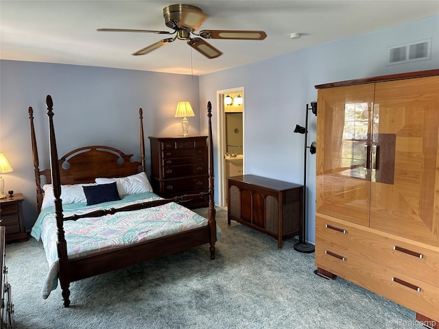 1437 Lantern Ln, Rochester Hills, MI 48306 - bedroom featuring carpet flooring, a ceiling fan, and connected bathroom