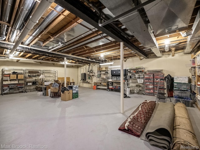 view of unfinished basement