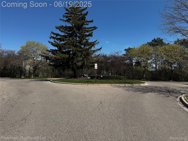 22208 Pondview, Novi, MI 48375 - view of asphalt road with curbs and view of wooded area
