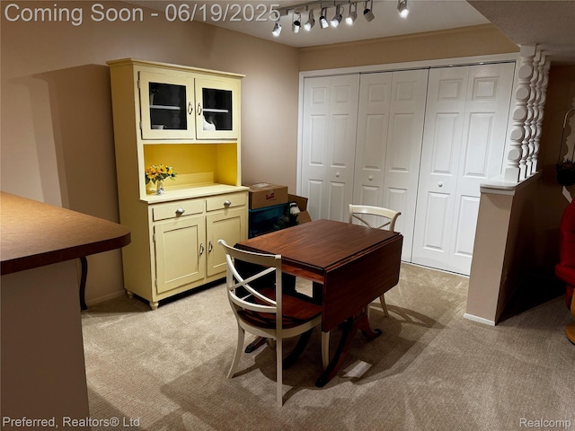 22208 Pondview, Novi, MI 48375 - dining room with light carpet and rail lighting