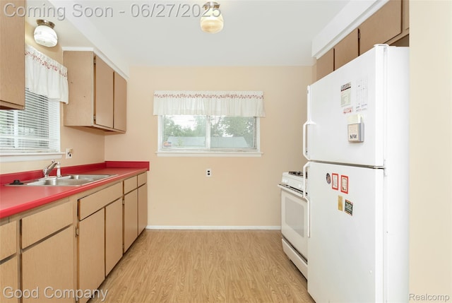 29035 Spoon Ave, Waterford, MI 48071 - kitchen featuring white appliances and light wood-style flooring