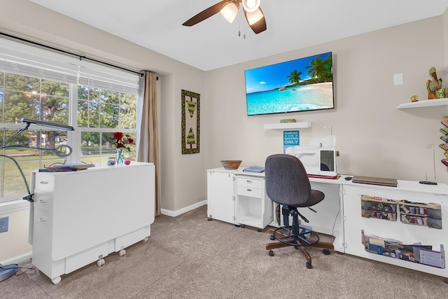 6824 Napoleon Rd, Jackson, MI 49201 - carpeted office space featuring a ceiling fan and baseboards