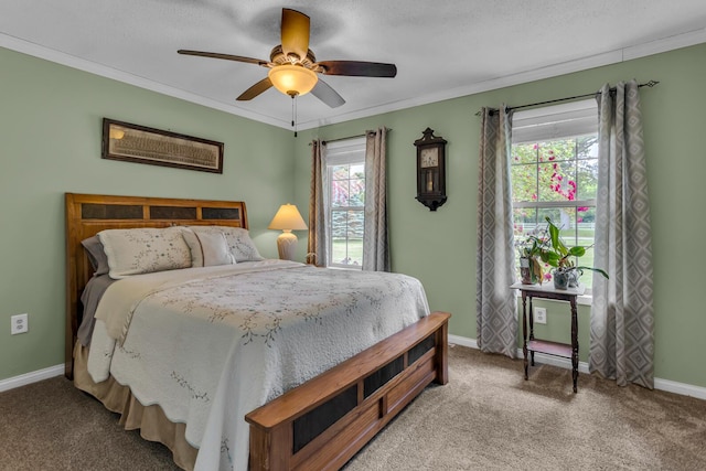 6824 Napoleon Rd, Jackson, MI 49201 - carpeted bedroom featuring crown molding and a ceiling fan