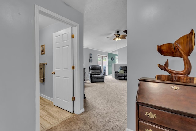 6824 Napoleon Rd, Jackson, MI 49201 - hallway featuring light carpet and ornamental molding