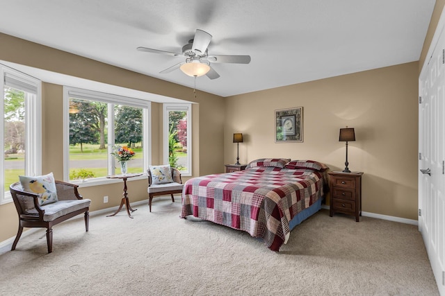 4268 Fairway Ln, Jackson, MI 49201 - bedroom with carpet floors, a ceiling fan, and a closet