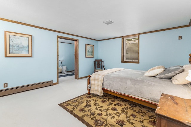 116 E Beech St, Fruitport, MI 49415 - carpeted bedroom with crown molding and baseboard heating