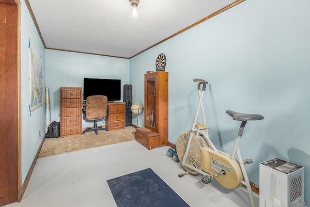 116 E Beech St, Fruitport, MI 49415 - carpeted home office featuring crown molding and baseboards