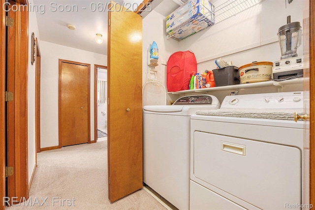 33550 24 Mile Rd, Chesterfield, MI 48047 - laundry room featuring washing machine and clothes dryer and light carpet