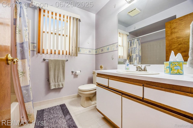 33550 24 Mile Rd, Chesterfield, MI 48047 - full bathroom with vanity, tile patterned flooring, and shower / bathtub combination with curtain