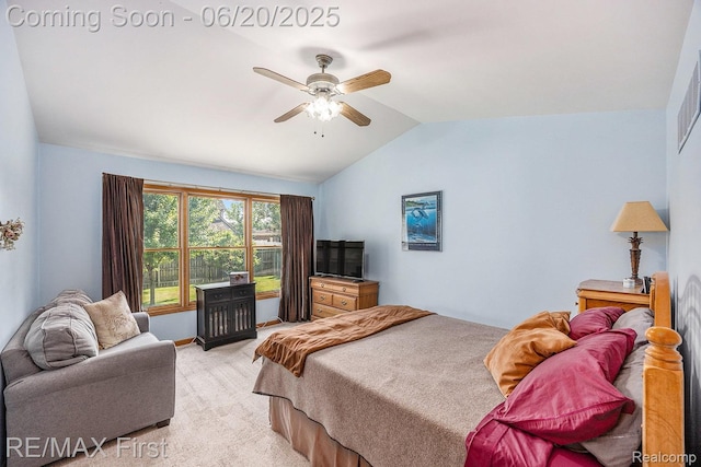 33550 24 Mile Rd, Chesterfield, MI 48047 - bedroom featuring lofted ceiling, light carpet, and a ceiling fan