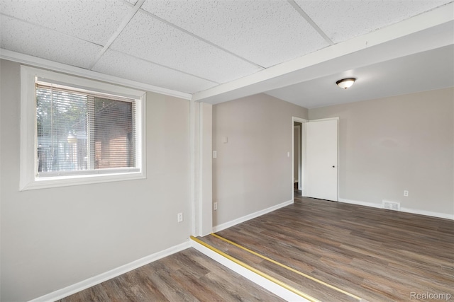 12892 Asbury Park, Detroit, MI 48227 - empty room with wood finished floors and a drop ceiling