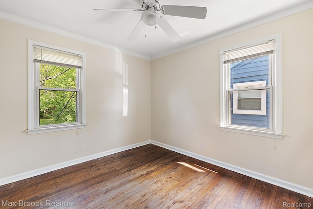 561 E Bennett Ave, Ferndale, MI 48220 - spare room with crown molding, wood finished floors, and ceiling fan