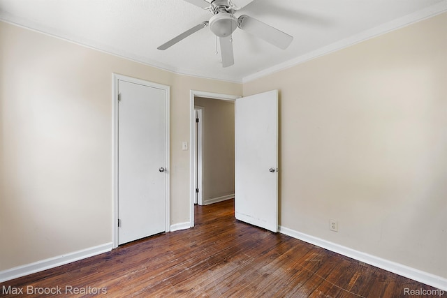 561 E Bennett Ave, Ferndale, MI 48220 - unfurnished bedroom featuring wood-type flooring, ornamental molding, and a ceiling fan