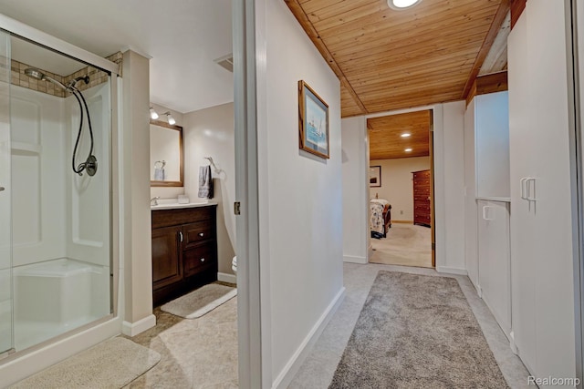 4030 Rollins Ave, Waterford, MI 48329 - corridor featuring wood ceiling and baseboards