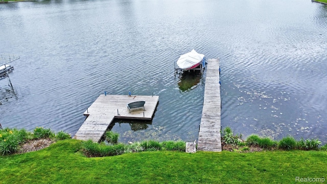 4030 Rollins Ave, Waterford, MI 48329 - dock area featuring a water view and a lawn
