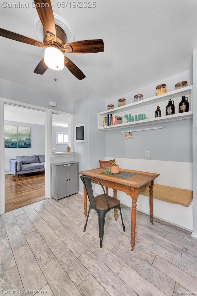 3979 Royal Ave, Berkley, MI 48072 - dining room with light wood-style floors and a ceiling fan