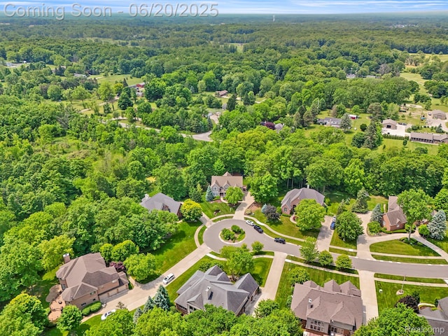 23736 Point O Woods Ct, South Lyon, MI 48178 - aerial view of residential area with a forest