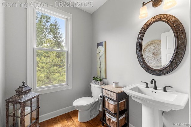 23736 Point O Woods Ct, South Lyon, MI 48178 - bathroom with wood finished floors and toilet