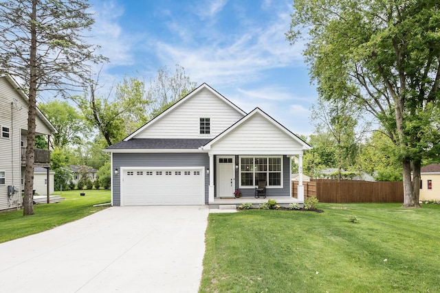 52 Myrtle Ave, Ann Arbor, MI 48103 - view of front of home with concrete driveway, a porch, a garage, and roof with shingles