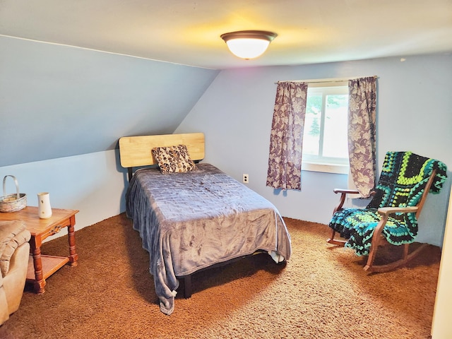 350 S Catalpa Ave, White Cloud, MI 49349 - bedroom with carpet flooring and vaulted ceiling