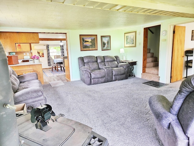 350 S Catalpa Ave, White Cloud, MI 49349 - living area with stairway and carpet