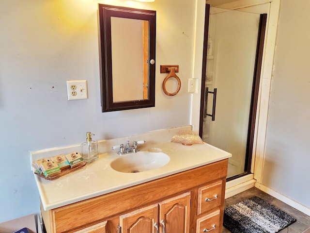350 S Catalpa Ave, White Cloud, MI 49349 - bathroom featuring vanity and a shower stall