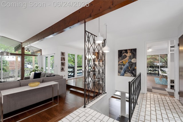 6895 Cedarbrook Dr, Bloomfield Hills, MI 48301 - living room featuring healthy amount of natural light and beam ceiling
