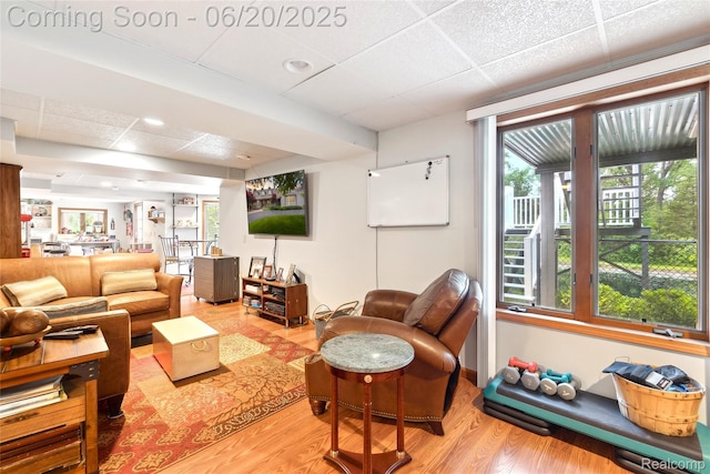 459 N Elms Rd, Flushing, MI 48433 - living area featuring a drop ceiling and light wood-style flooring