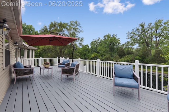 459 N Elms Rd, Flushing, MI 48433 - wooden terrace with outdoor lounge area