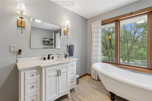 459 N Elms Rd, Flushing, MI 48433 - bathroom with vanity and a freestanding bath