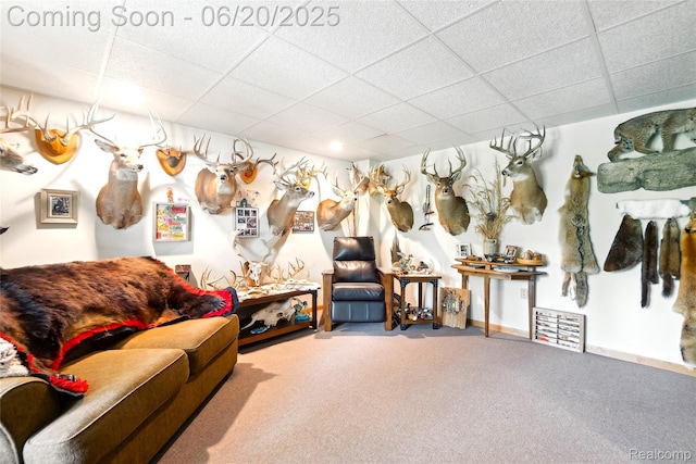 459 N Elms Rd, Flushing, MI 48433 - living area featuring a paneled ceiling and carpet floors