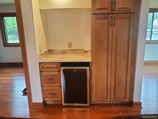 115 Choctaw Trl, Prudenville, MI 48651 - bar area featuring beverage cooler and dark wood-style floors