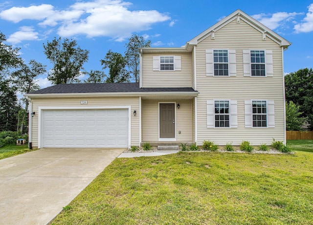 7216 Heartwood Ct, Portage, MI 49002 - traditional home featuring an attached garage, concrete driveway, and a front yard