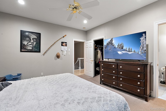 429 Hawk High Hill Rd, Metamora, MI 48455 - bedroom featuring light colored carpet, a ceiling fan, and recessed lighting