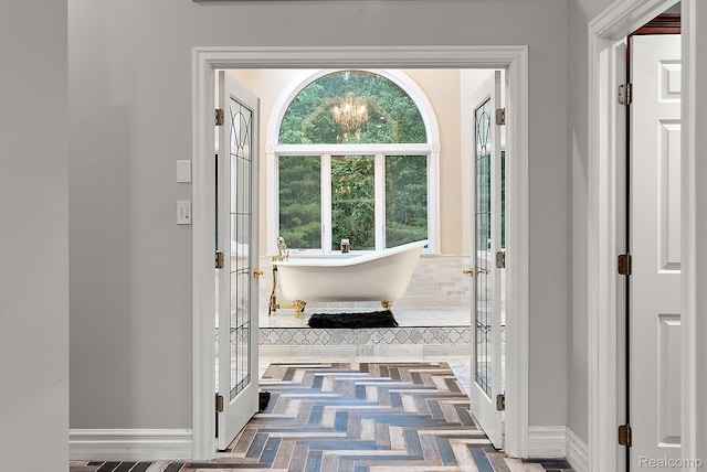 429 Hawk High Hill Rd, Metamora, MI 48455 - entryway featuring french doors and a chandelier
