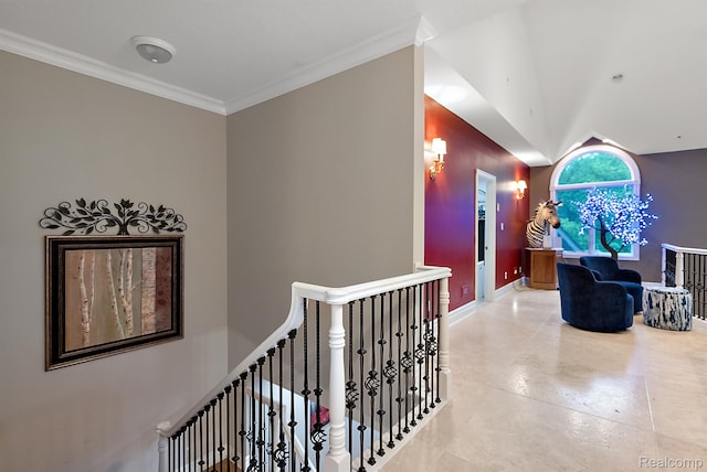 429 Hawk High Hill Rd, Metamora, MI 48455 - corridor with crown molding and an upstairs landing