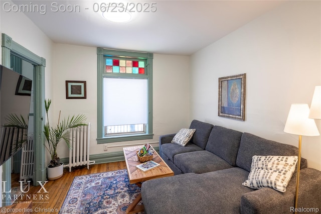 1200 Porter St, Detroit, MI 48226 - living area with wood finished floors and radiator