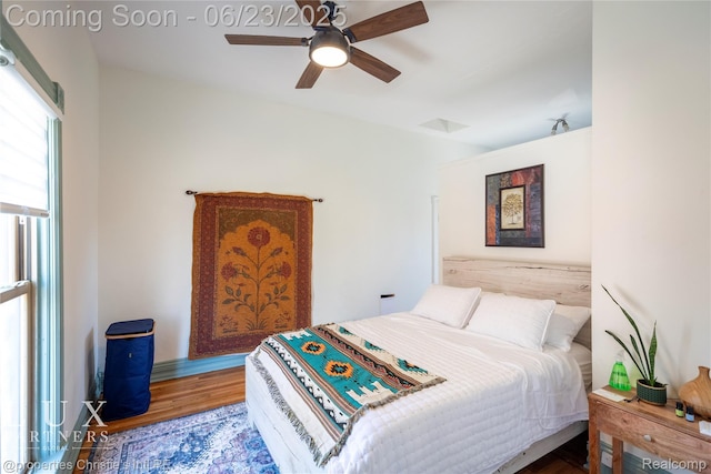 1200 Porter St, Detroit, MI 48226 - bedroom with wood finished floors and ceiling fan