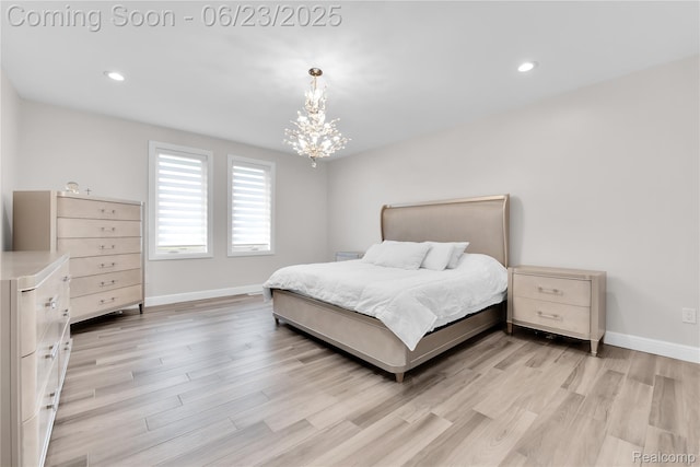 56727 Via Carlotta, Shelby Twp, MI 48042 - bedroom with a chandelier, light wood-style floors, and recessed lighting